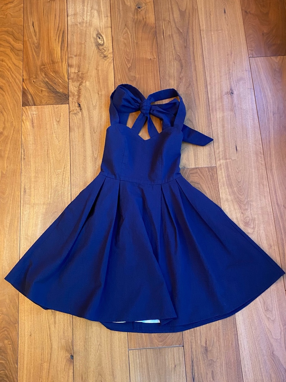 Lauren James Navy Fit-and-Flare Dress with Bow-Back